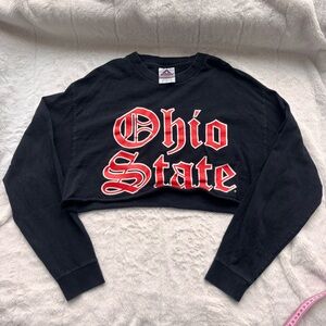 Ohio State Buckeyes Long Sleeve Crop Top Large Black Gothic Font Streetwear